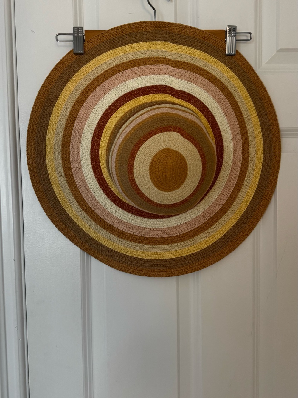 Marshalls Wide-Brim Striped Sun Hat in Brown, Tan, Cream, Yellow